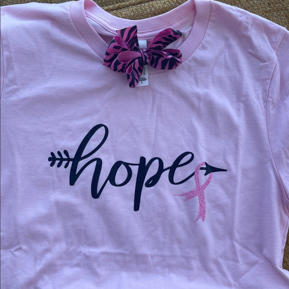 Bella Canvas Light Pink Tee with Bow Accent